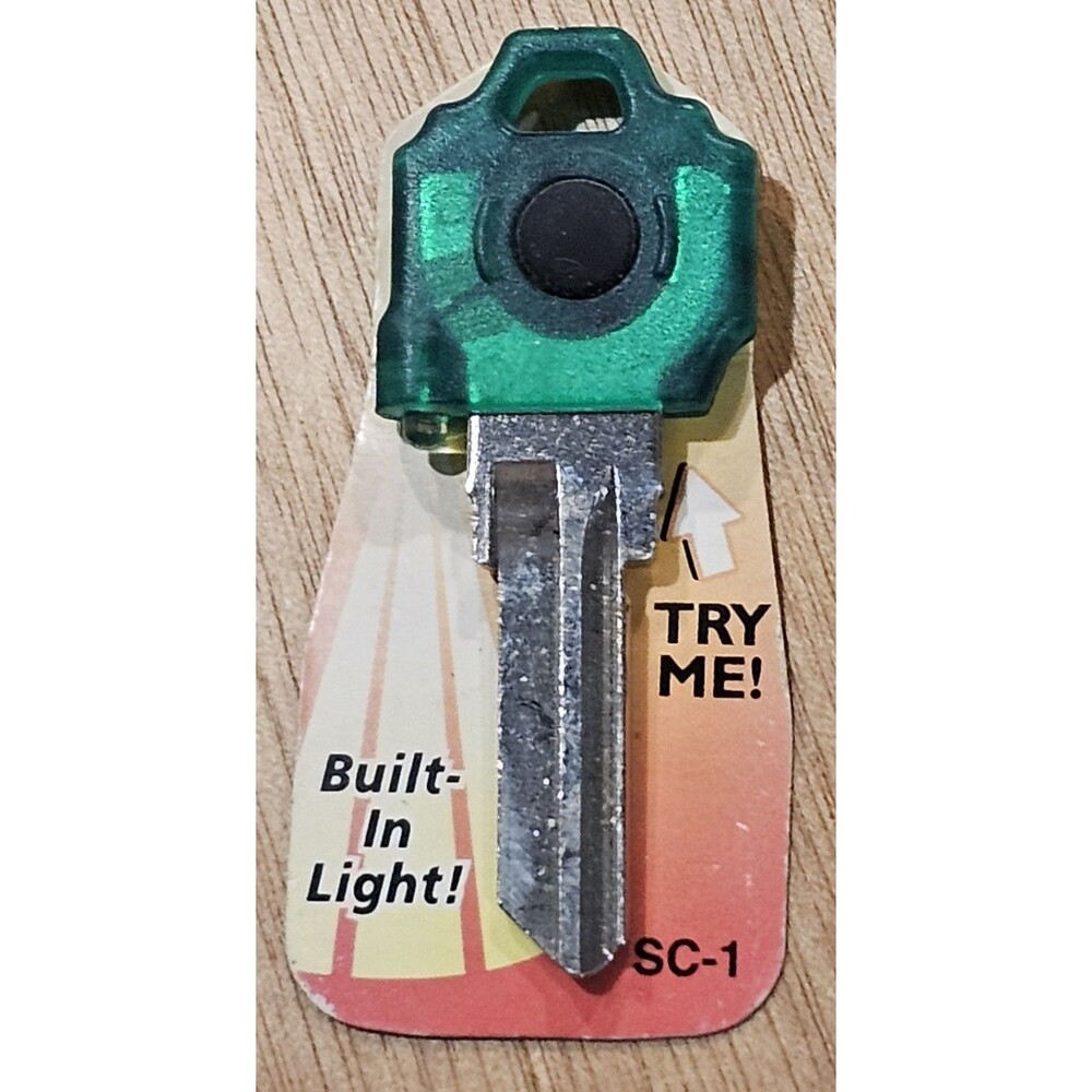 KEY LIGHTS SC1 GREEN Color Lighted House Key Blank Built-In Button Light NEW
